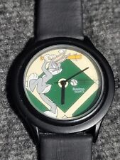  Bugs Bunny playing Baseball Black leather Band new battery picture