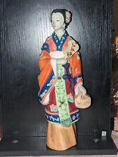 Vintage Chinese Wucai Figurine Porcelain Pottery Shi Wan Woman Ornate 12