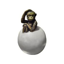 Unique Mid Century Darwin Monkey On Egg 9” Sculpture Statue picture