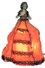 Fabulous French Antique Half Doll Handpainted Boudoir Lamp Taffeta Dress Works picture
