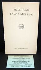 America's Town Meeting Program & Ticket - Boston - 1943 - College Education picture