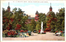 Cedar Point on Lake Erie beautiful gardens vintage postcard a52 picture