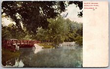 Vtg Columbus Ohio OH Rustic Bridge Schiller Park 1909 View Old Postcard picture