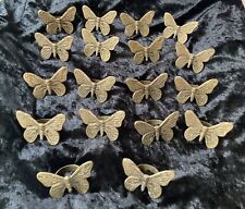 18 Vintage Brass Butterfly Napkin Rings With Slight Patina picture