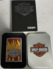 ZIPPO 2004 HARLEY DAVIDSON FLAMES EMBLEM CHROME LIGHTER UNFIRED IN BOX c706 picture
