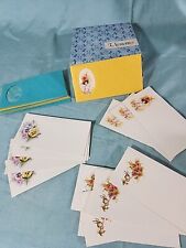 Vtg 16 Small Blank Note Cards & Envelopes Florals Little Girl Bunny Kitsch Cute picture