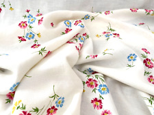 Vintage Mid Century Modern Floral Linen Tablecloth & 5 Napkins  YY962 picture