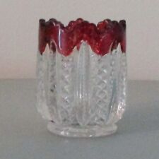 EAPG DUNCAN MARDI GRAS CRYSTAL WITH RUBY STAIN DECOR GLASS TOOTHPICK HOLDER picture
