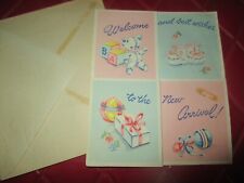 NEW UNUSED Vintage WELCOME TO THE NEW ARRIVAL BABY Card & Envelope - 1950's -#15 picture