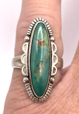 Vintage Navajo Ring Sterling Silver and Green Turquoise Size 5 1/4 picture