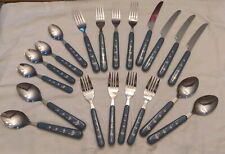Vtg Libbey Blue Country Goose Flatware/ Cutlery Chef's Collection Set Of 20 picture