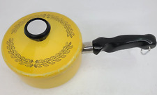 Vintage MCM Yellow Wear-Ever Registered Plus Pot With Lid 1qt Cottage Core picture