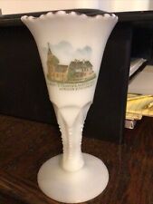 6” TALL LYNDON STATION WIS MILK GLASS ST MARYS CHURCH PARSONAGE. 1900’s WI picture