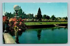 Welcome to Victoria BC Inner Harbour Provincial Capitol c1960s Canada Postcard B picture