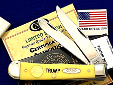 CASE XX PRESIDENT TRUMP  W/24K Plated Shield/Engraved Yellow Trapper Knife New. picture