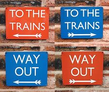 Metal Railway Sign | British Rail | To The Trains | Way Out (Weathered) Gift picture