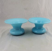 19th C Pair of French Blue Opaline Vases 4-1/2