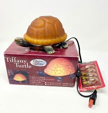 Vintage Tiffany Style Stained Glass & Brass Turtle ~ Table Accent Light ~ Amber picture