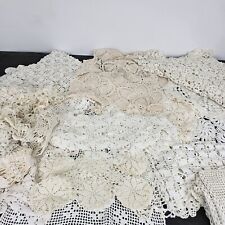 Large Lot Of 36 Vintage Crochet Doilies Various Sizes And Shapes  picture