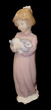 Vintage 1978 Nao by Lladro Girl holding Bunny Rabbit in Nightgown Figurine 12.5