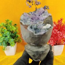 1.2kg Shining Amethyst Flower Crystal Healing Stone With Geode Stand Piece  picture