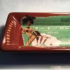Tommy Bahama Cigar Cigarette Ashtray Risqué Lady Luck Cards Small Chip Underside picture