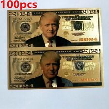 100PCS Donald Trump 2024 President Colorized $100 Dollar Bill Gold Foil Banknote picture