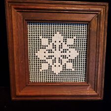 Vintage, Framed Crocheted Art. Star. Signed by Artist. picture