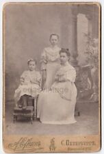 Three girls sisters Beautiful dress Fashion Russian Emp CP antique arcade photo picture