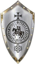 Medieval Templar Knight Shield Handcrafted Metal Steel with Engraved Design picture