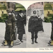 c1910s Paris France Police Duty Stereoview Downtown Theatre Officer Cop WWI V34 picture