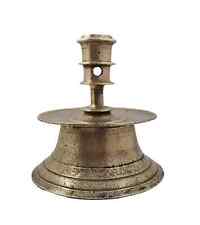 CANDLESTICK BRASS CAPSTAN SPANISH CANDLEHOLDER 16TH CT LARGE PRIMITIVE MARKED BC picture
