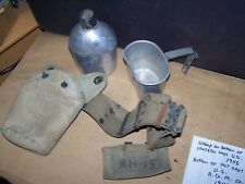 WW11 WW2 US ARMY UTILITY / PISTOL BELT W CANTEEN CUP AND COVER 1943 & 1945 DATED picture