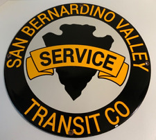 Vintage Porcelain “San Bernadino Valley Service Transit Co.” Sign RARE 11.75” picture