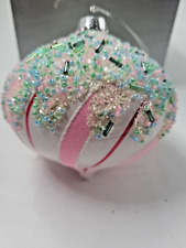 Christmas Peppermint Swirl Sprinkled Confetti Glitter Ornament picture