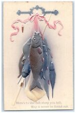 c1910's Catches Fishes Airbrushed Embossed Unposted Antique Postcard picture