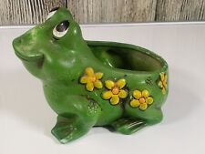 Lorrie Design Ceramic Frog Planter Candle Sponge Holder Hippie Boho Vtg Japan picture