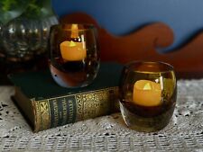 Mikasa Home Accents Solaris Amber Votive Candle Holders Heavy Set of 2 picture