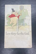 1912 POSTCARD ARTIST BRILL GINKS TENNIS COURT PLAYER RACKET Damaged As Is picture