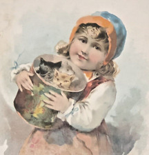 Lion Coffee Victorian Trade Card Woolson 1890s Spice Co. Kittens in a Pal picture