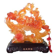 Feng Shui Dragon Phoenix with Symbol of Double Happiness, Peony and RuYi picture