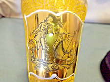 LUXURIOUS GOLD PLATED Pedestal WINE GLASS with VICTORIAN SCENE Euc picture