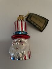 ROBERT STANLEY 2007 COLLECTION YANKEE DOODLE UNCLE SAM GLASS SANTA ORNAMENT NWT picture