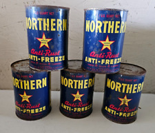 Lot of 5 Vintage Northern anti-rust Antifreeze FULL Quart Cans picture