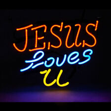JESUS LOVES U Neon Sign Light Man Cave Party Wall Decor Handcraft Artwork 14