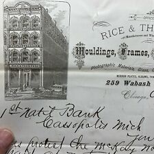 1878 Chicago Letterhead Rice & Thompson Mfr Frames Pictures Moulding Vignette picture