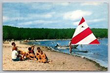 Vintage Postcard Beach At Mt. Sunapee State Park New Hampshire Bromley & Company picture
