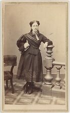 Performer Plaid Costume Boston, Massachusetts 1860s CDV Carte de Visite V841 picture