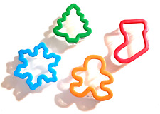 Lot of 4 Holiday Time Easy Grip Christmas Cookie Cutters Variety Tree Stocking picture