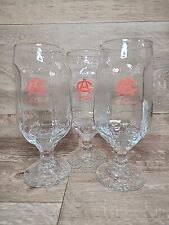 Vintage Set of 3 Adolph Coors (AC) 12 Ounce Rippled, Stemmed Beer Glasses picture